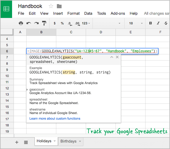 Spreadsheet pixel analytics