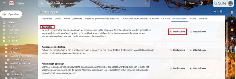 gmail canned response inschakelen