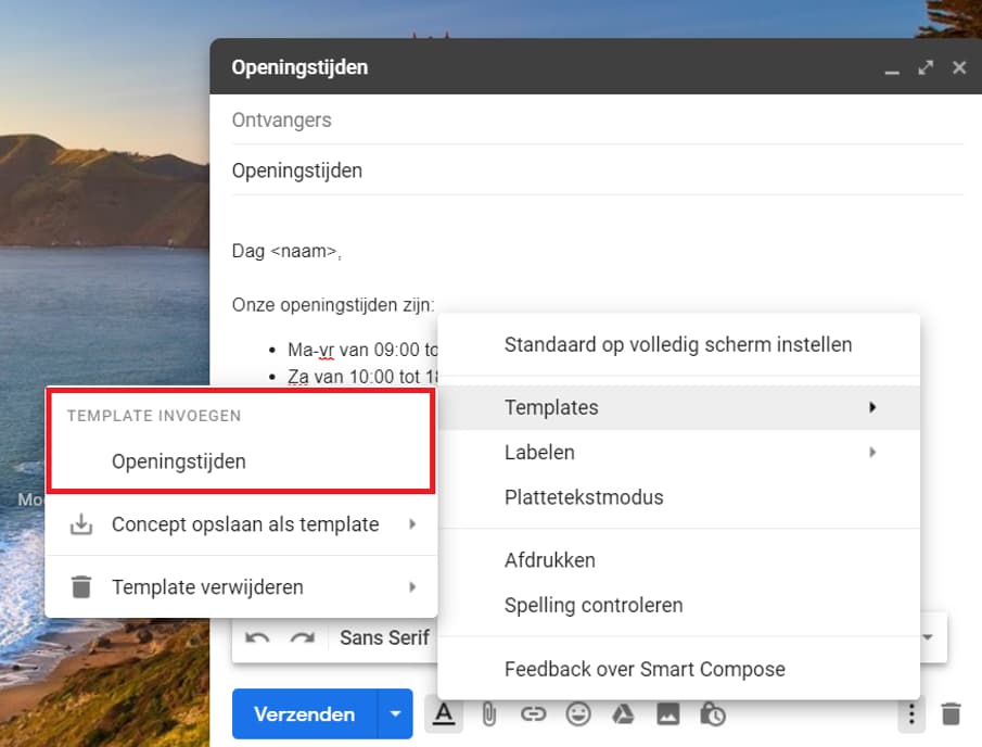 gmail templates overzicht