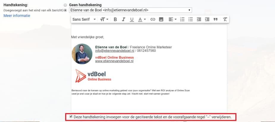 gmail handtekening